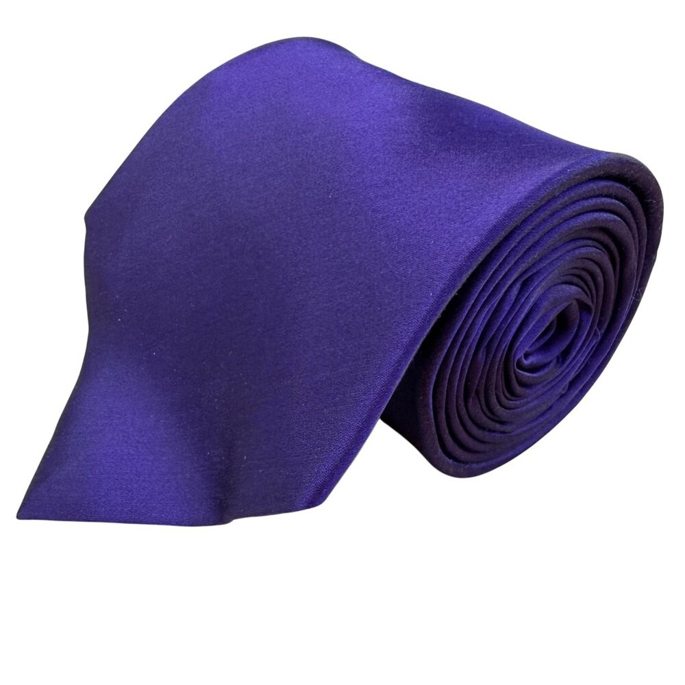 Nicole Miller Mens Purple Silk Tie Solid Traditional Style Approx 57" Long